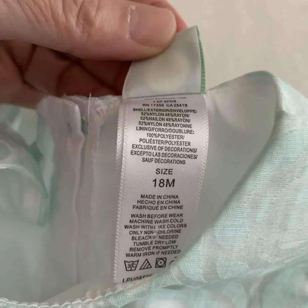 Little Me Baby Girls' Dress Size 18 Months Aqua Floral Dressy Cap Sleeve NWT